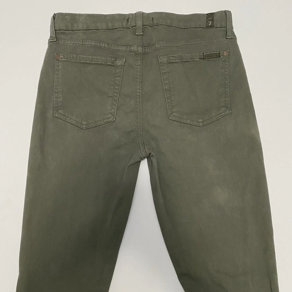 7 For All Mankind Women's Olive Green Skinny Jeans 28 Stretch Capsule Neutral